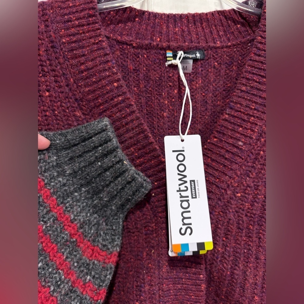 Smartwool Women's Medium Cozy Lodge Cropped Cardigan Sweater Eggplant NWT - Picture 4 of 10